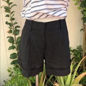 THEORY Linen Blend Black Shorts